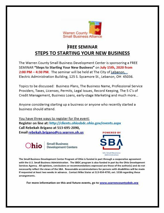 Free Seminar for Starting Your Own Business flyer